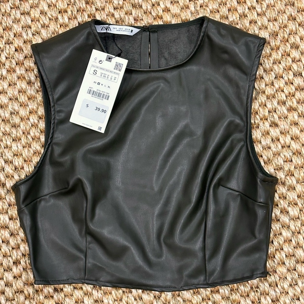 NWT Zara faux leather cropped tank
